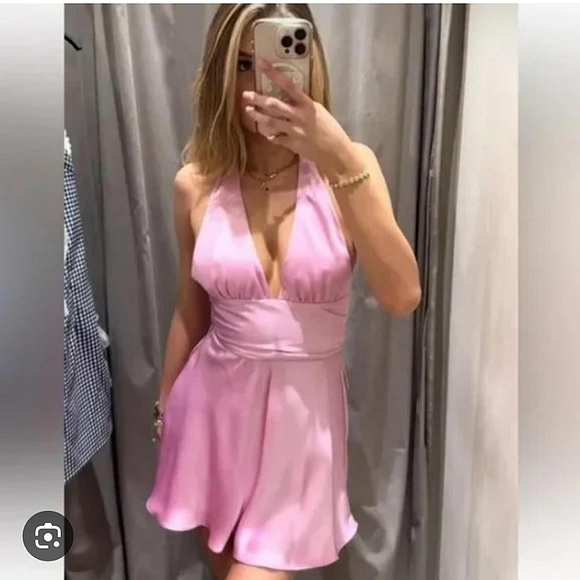 Zara SATIN EFFECT HALTER DRESS size XS - Picture 14 of 14